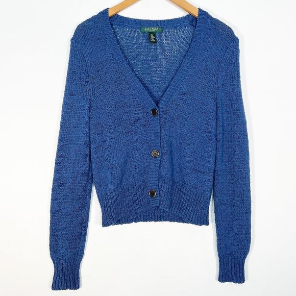 Lauren Ralph Lauren Blue Cardigan Sweater - Picture 1 of 10